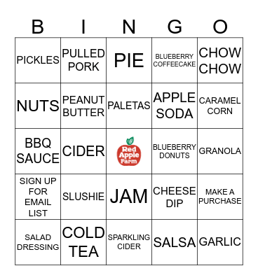 RED APPLE FARM Bingo Card