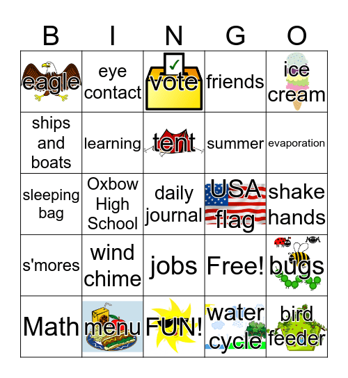 Summer Program Bingo Card