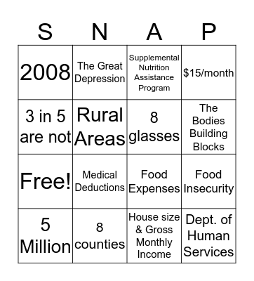 SNAP BINGO Card