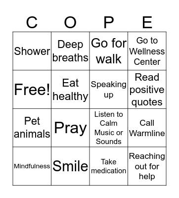 COPING BINGO Card