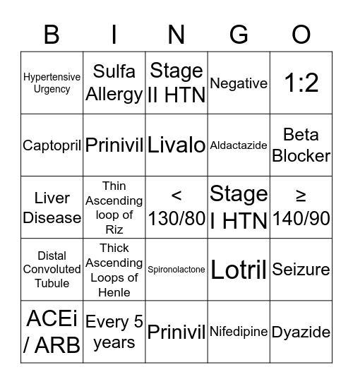 Cardio Bingo Card
