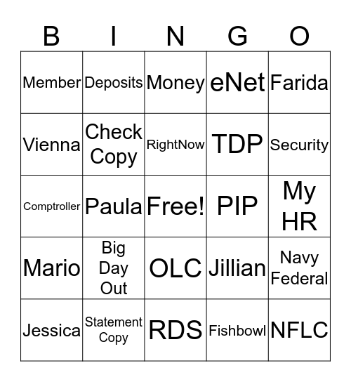 T&DF Bingo!  Bingo Card