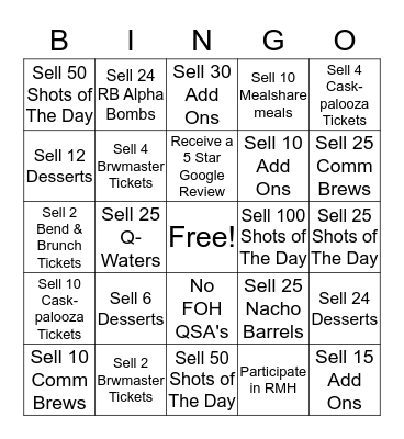 Weekly Bingo Card
