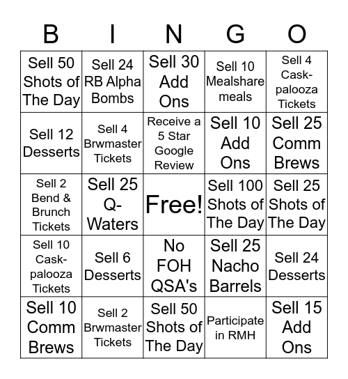 Weekly Bingo Card