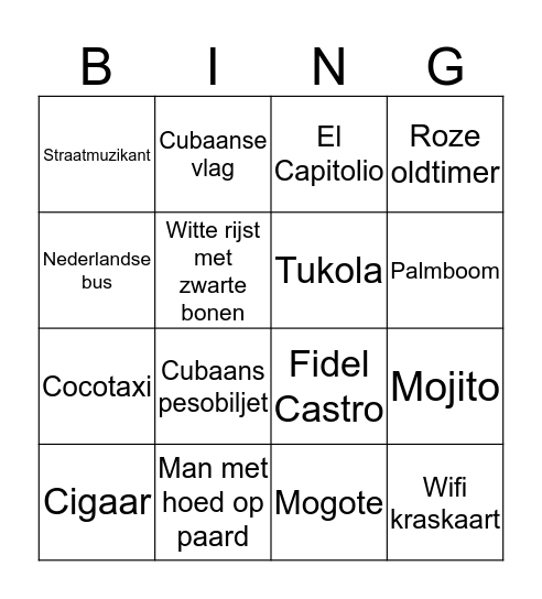 Fotobingo Cuba Bingo Card