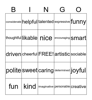 You Are Special Bingo Card