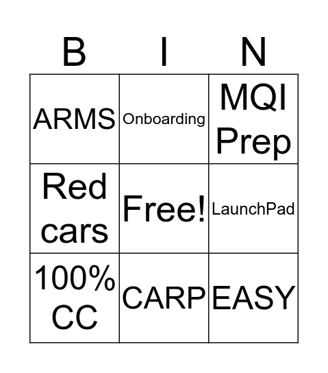 Enterprise  Bingo Card