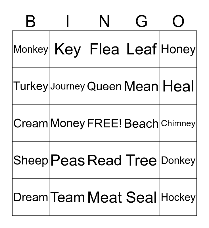 long-e-words-bingo-card