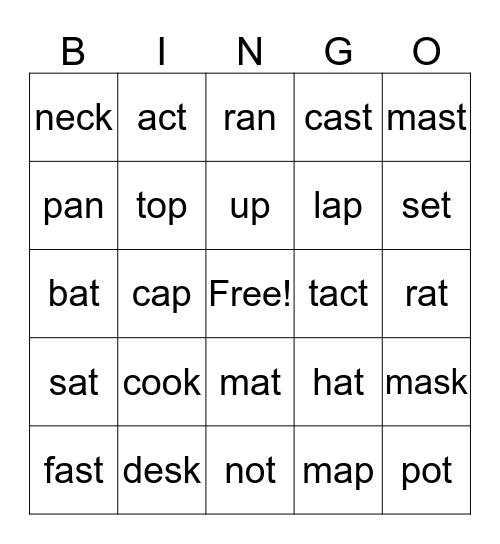 Phonics Bingo Card