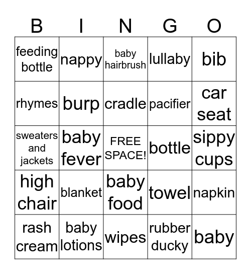 BABY SHOWER BINGO Card