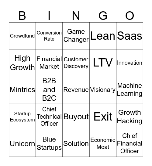 Blue Startups Bingo Card