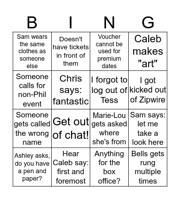 Customer Service Bingo Card