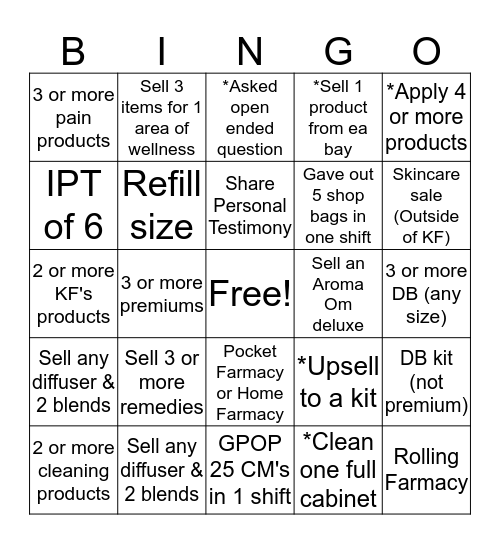 Each square is per sale! No doubling up! Bingo Card