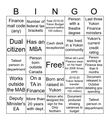 Bean Counter Bingo! Bingo Card
