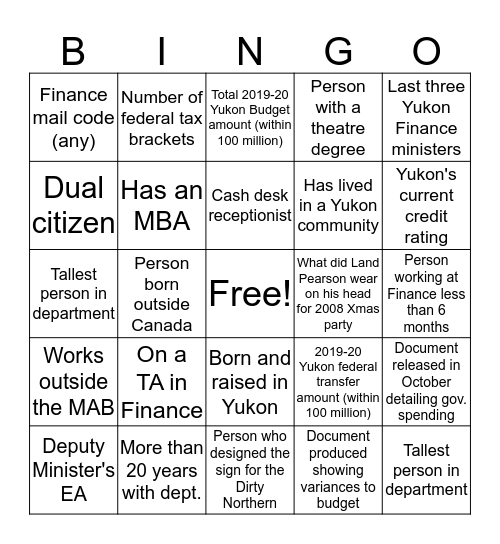 Bean Counter Bingo! Bingo Card