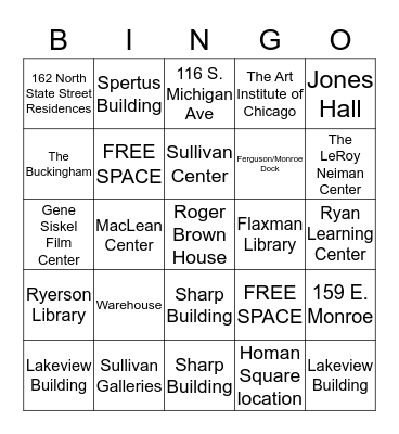 Location Bingo Card