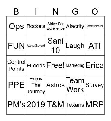 ATI Houston  Bingo Card