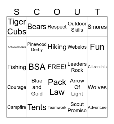 Blue and Gold Bingo Card