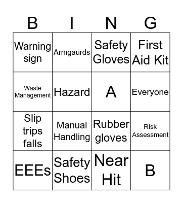 Health and Safety Bingo Card
