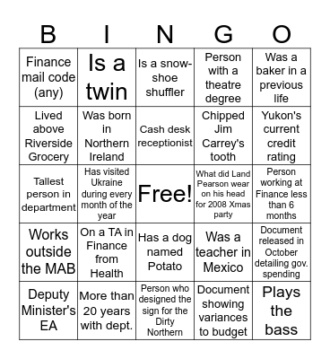 Bean Counter Bingo! Bingo Card