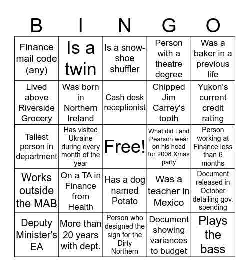 Bean Counter Bingo! Bingo Card