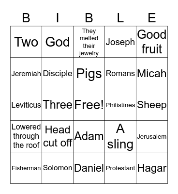 Bible Bingo Card