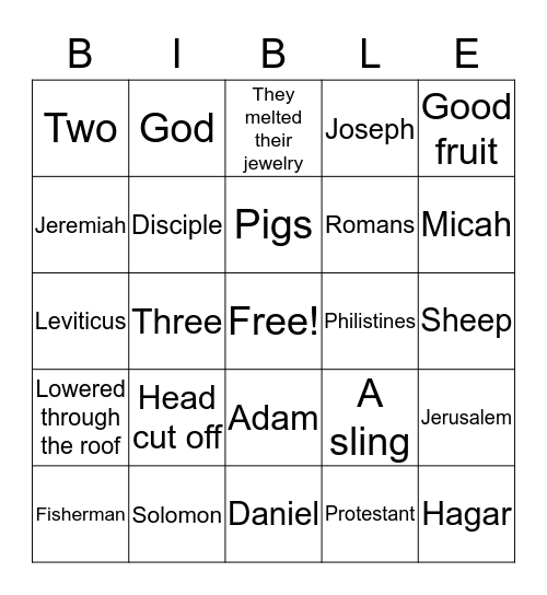 Bible Bingo Card