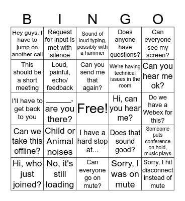 Conference Call Bingo Card