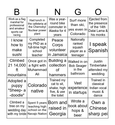 Get to know your neighbor Bingo Card