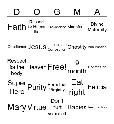 Mariofania 2019 Bingo Card