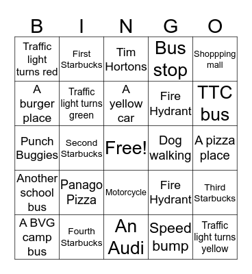 City Bingo Card