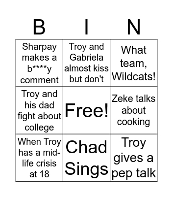 High School Musical 3 Bingo Card