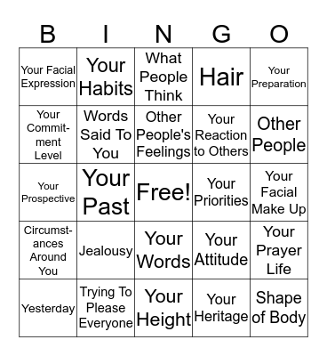 Things You Can/Can't Change Bingo Card