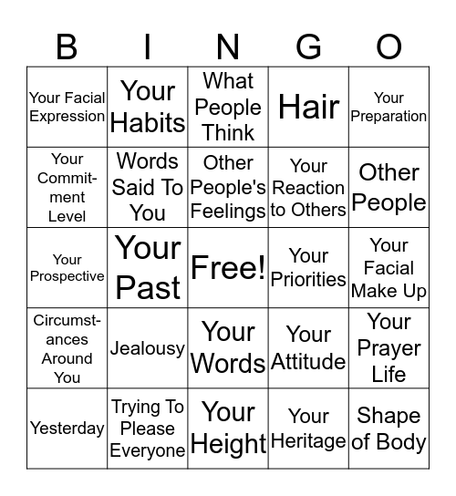 Things You Can/Can't Change Bingo Card