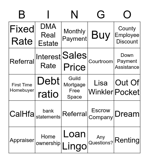 The American Dream Bingo Card