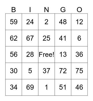 North Albury OOSH Bingo Card