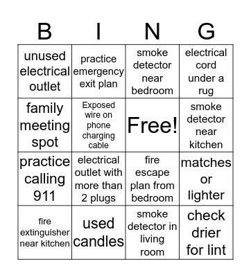 home safety search Bingo Card