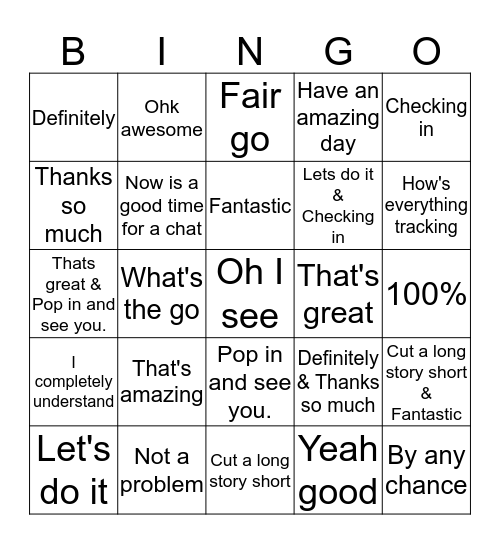 Say what ??  Bingo Card