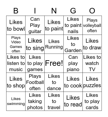 Find Someone who... Bingo Card