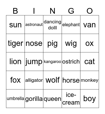 ALPHABET Bingo Card