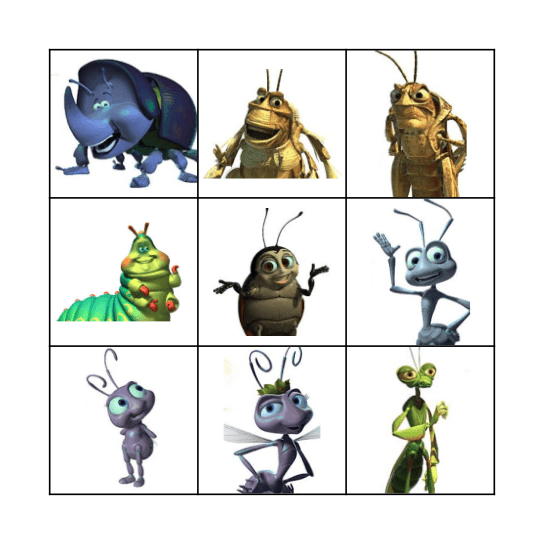 A Bug's Life Bingo Card