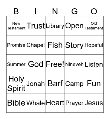 Thursday Bingo Card