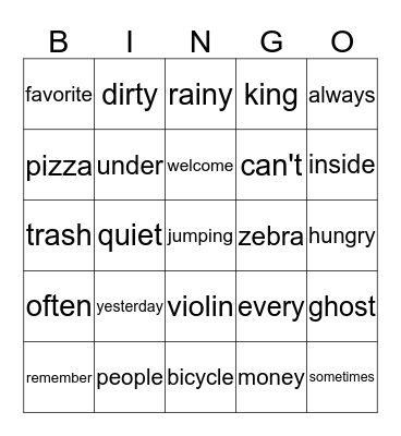 Untitled Bingo Card