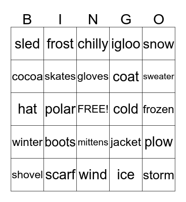 Winter Bingo Card