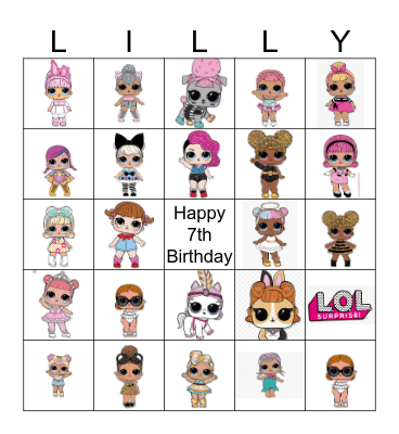 LOL Birthday Bingo Card