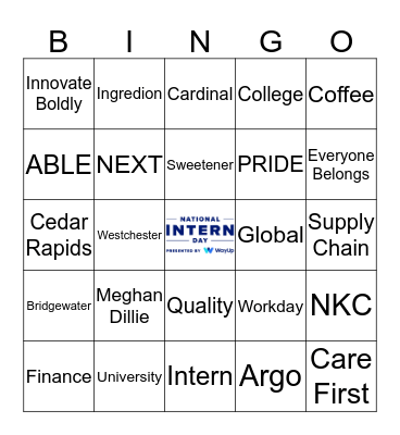 Happy National Intern Day! Bingo Card