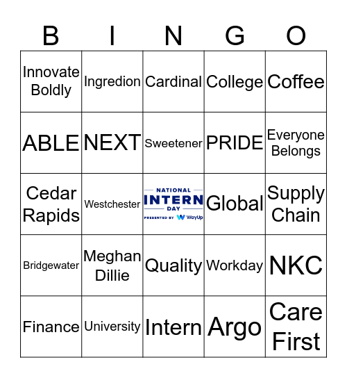 Happy National Intern Day! Bingo Card