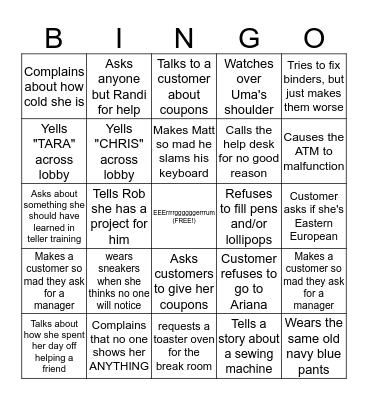 Ariana BINGO Card