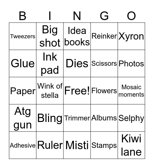 Scrapbook Bingo Card
