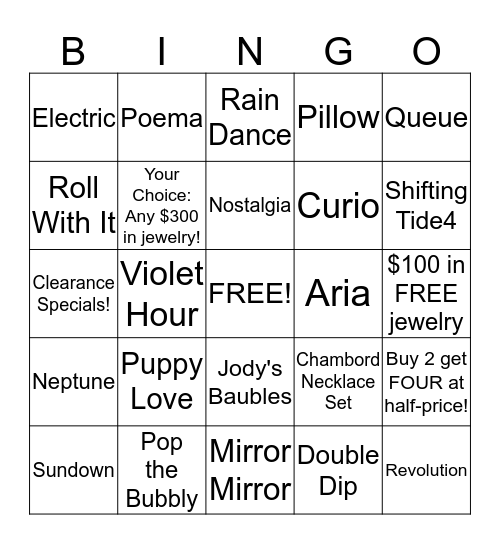 Fashion Show BINGO! Bingo Card
